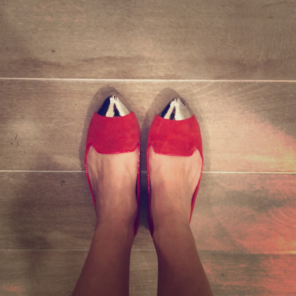 Dolce Vita Red Flat with silver toe